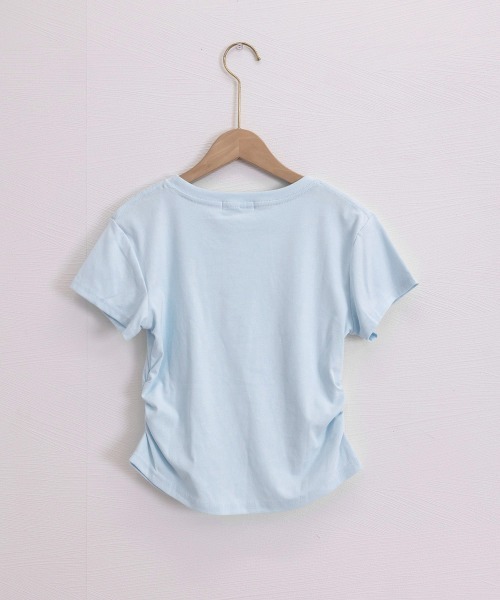 Miniministore（ミニミニストア）の「サイドギャザーtシャツ 半袖トップス夏服（Tシャツ/カットソー・レディース・ライトブルー/ブラック/ホワイト/ライトグレー/ピンク・FREE）」の12枚目の写真