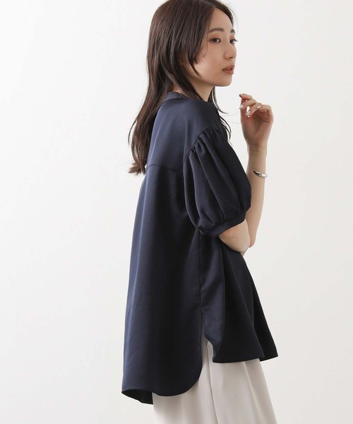 Torrazzo Donna（トラッゾドンナ）の「ヨークコードレース５分袖ブラウス（シャツ/ブラウス・レディース・ネイビー・FREE）」の10枚目の写真