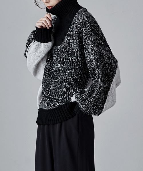 バイカラーハーフジップニット（ニット/セーター）｜etoll.（エトル