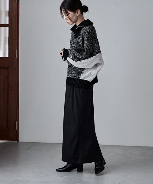 etoll.（エトル）の「バイカラーハーフジップニット（ニット/セーター・レディース・ベージュ/ネイビー/ブラック・M）」の21枚目の写真