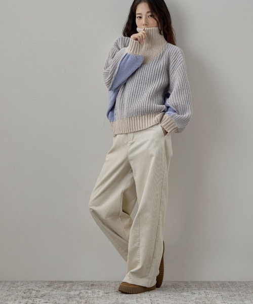 etoll.（エトル）の「バイカラーハーフジップニット（ニット/セーター・レディース・ベージュ/ネイビー/ブラック・M）」の15枚目の写真