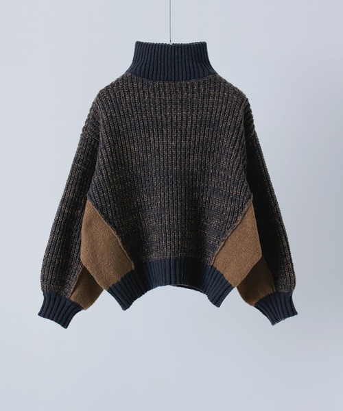 バイカラーハーフジップニット（ニット/セーター）｜etoll.（エトル
