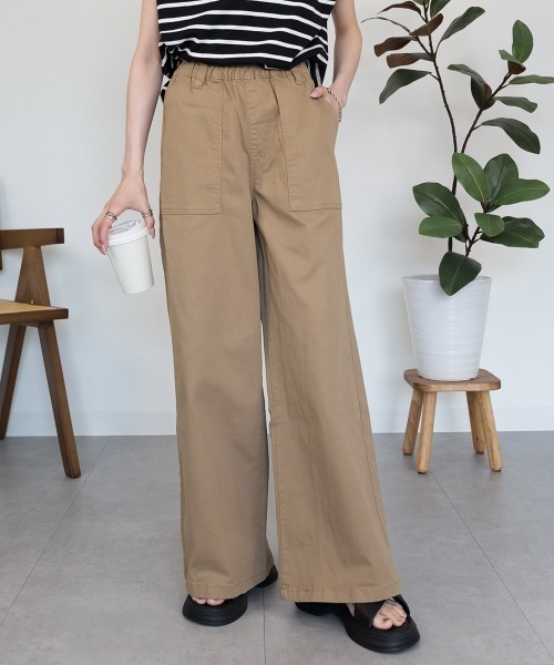 RCD(アールシーディー)の「ウエストゴムストレッチツイルベイカーパンツ(その他パンツ・レディース・カーキ/ブラック/ベージュ・3L/LL/L/M/4L)」の3枚目の写真