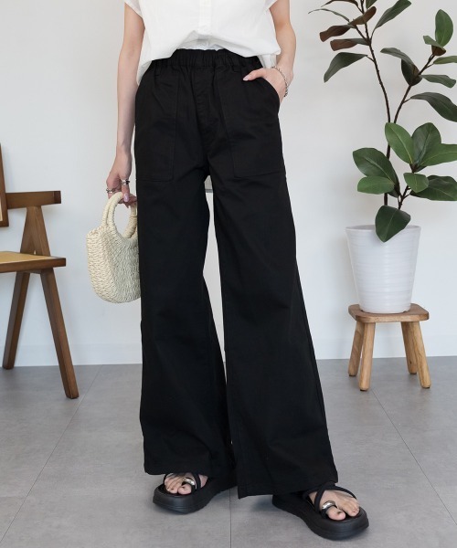 RCD(アールシーディー)の「ウエストゴムストレッチツイルベイカーパンツ(その他パンツ・レディース・カーキ/ブラック/ベージュ・3L/LL/L/M/4L)」の2枚目の写真