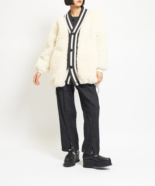 gomme（ゴム）の「プードルファー　バックガウンジャケット（テーラードジャケット・レディース・ブラック/アイボリー・MEDIUM）」の4枚目の写真