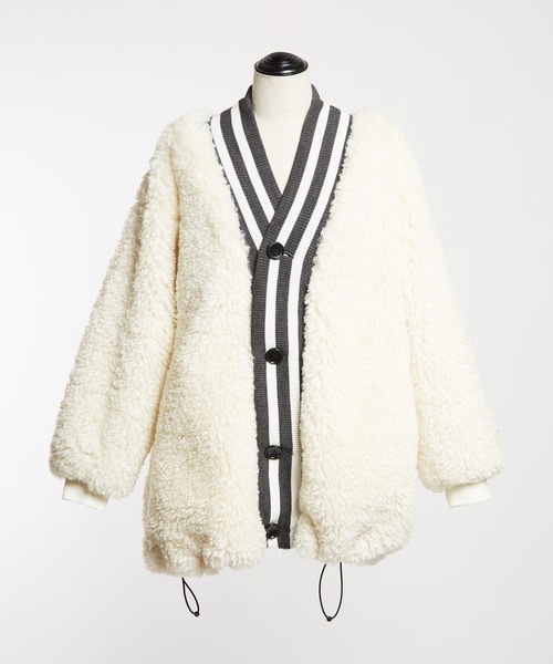 gomme（ゴム）の「プードルファー　バックガウンジャケット（テーラードジャケット・レディース・ブラック/アイボリー・MEDIUM）」の13枚目の写真