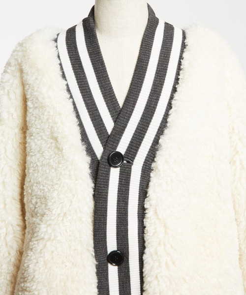 gomme（ゴム）の「プードルファー　バックガウンジャケット（テーラードジャケット・レディース・ブラック/アイボリー・MEDIUM）」の16枚目の写真