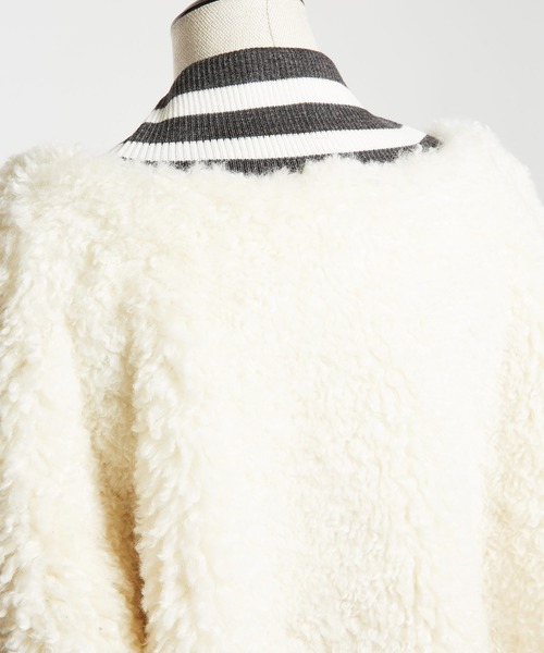 gomme（ゴム）の「プードルファー　バックガウンジャケット（テーラードジャケット・レディース・ブラック/アイボリー・MEDIUM）」の22枚目の写真