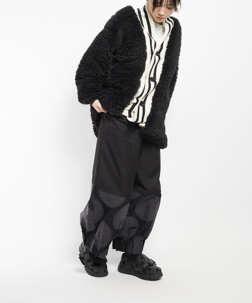 gomme（ゴム）の「プードルファー　バックガウンジャケット（テーラードジャケット・レディース・ブラック/アイボリー・MEDIUM）」の8枚目の写真