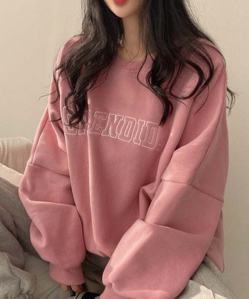 shyam inspiration(シャムインスピレーション)の「オーバーサイズ フロントレターロゴ刺繍スウェット/トレーナー/裏起毛(スウェット・レディース・ピンク/グレー/ブルー・M/L)」の5枚目の写真