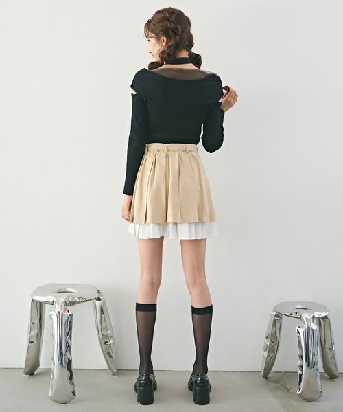 REDYAZEL（レディアゼル）の「チョーカークロスチュールニットトップス（ニット/セーター・レディース・オフホワイト/グリーン/ブラック/ボルドー/ピンク・FREE）」の8枚目の写真