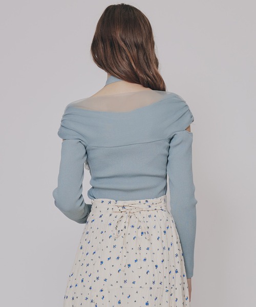 REDYAZEL（レディアゼル）の「チョーカークロスチュールニットトップス（ニット/セーター・レディース・オフホワイト/グリーン/ブラック/ボルドー/ピンク・FREE）」の13枚目の写真