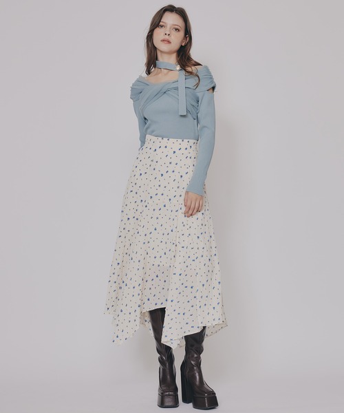 REDYAZEL（レディアゼル）の「チョーカークロスチュールニットトップス（ニット/セーター・レディース・オフホワイト/グリーン/ブラック/ボルドー/ピンク・FREE）」の19枚目の写真