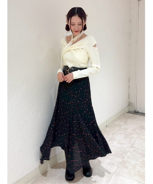 チョーカークロスチュールニットトップス（ニット/セーター