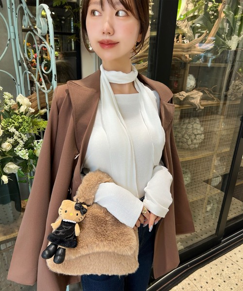CHARME BY MICOLA(シャルムバイミコラ)の「ワンホン女子♪チョーカー付オフショルトップス(Tシャツ/カットソー・レディース・ブラック/ブラウン/ホワイト・FREE)」の11枚目の写真