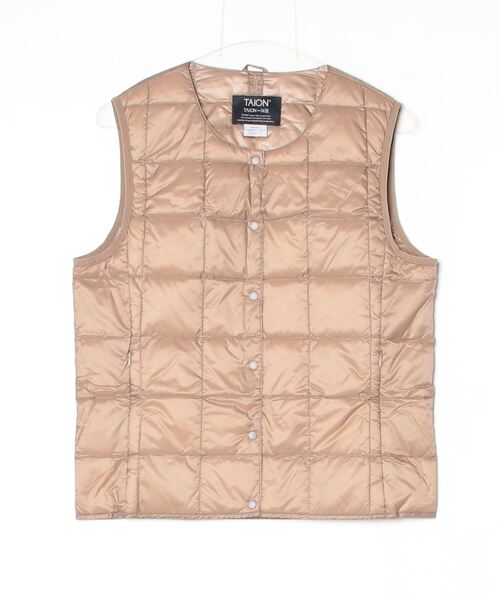 TAION(タイオン)の「【TAION】CREW NECK BUTTON DOWN VEST(ダウンベスト・レディース・グレイッシュベージュ/レオパード/ブラック・LARGE/X-LARGE/MEDIUM)」の10枚目の写真