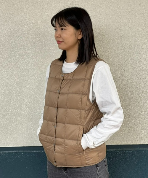 TAION(タイオン)の「【TAION】CREW NECK BUTTON DOWN VEST(ダウンベスト・レディース・グレイッシュベージュ/レオパード/ブラック・LARGE/X-LARGE/MEDIUM)」の11枚目の写真