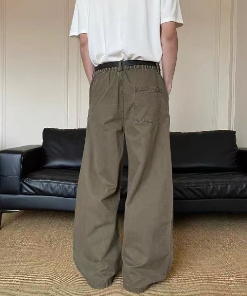 FreeZone(フリーゾーン)の「カラーボタンデザイン ワイドパンツ(カーゴパンツ・メンズ・ブラウン/グレー・L/M/S)」の10枚目の写真
