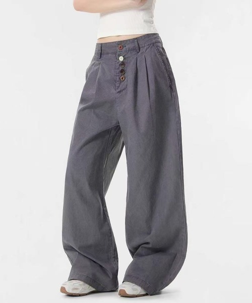 FreeZone(フリーゾーン)の「カラーボタンデザイン ワイドパンツ(カーゴパンツ・メンズ・ブラウン/グレー・L/M/S)」の19枚目の写真