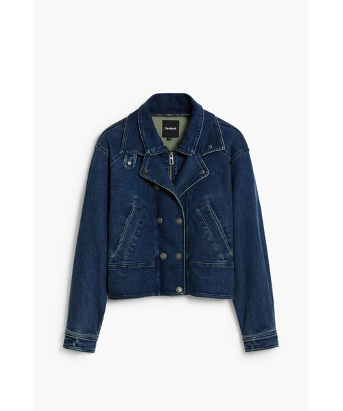 Desigual（デシグアル）の「ダブルカラー クロップド丈 トラッカーデニムジャケット（デニムジャケット・レディース・ブルー・S/M/L/XL/XS）」の4枚目の写真