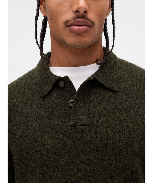 GAP(ギャップ)の「メリノウールブレンド ポロセーター(ニット/セーター・メンズ・グリーン/チャコールグレー・XS/S/M/L/XL)」の7枚目の写真