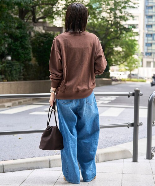 coen(コーエン)の「【WEB限定・DISCUS(ディスカス) 】スキッパーUネック裏毛スウェット(スウェット・レディース・ブラック/ナチュラル/ブラウン系・M/L)」の8枚目の写真