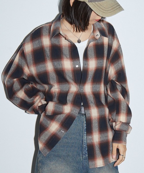 Anchor Smith(アンカー スミス)の「2WAYリバーシブル ブリーチ加工オンブレチェックシャツ(シャツ/ブラウス・レディース・ブラウン/レッド/ブラック・M/L)」の2枚目の写真