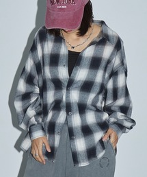2WAYリバーシブル ブリーチ加工オンブレチェックシャツ