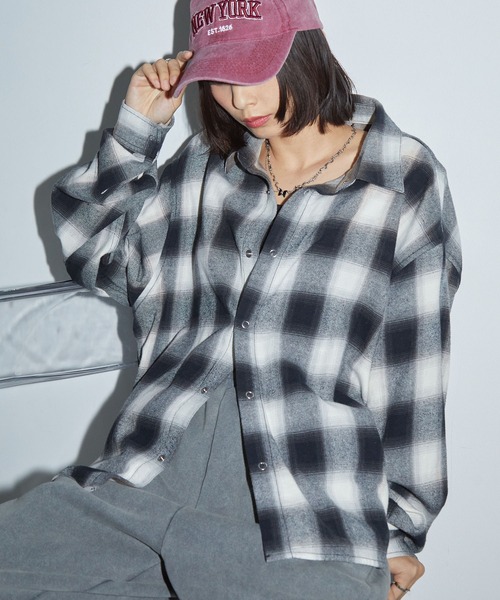 Anchor Smith(アンカー スミス)の「2WAYリバーシブル ブリーチ加工オンブレチェックシャツ(シャツ/ブラウス・レディース・ブラウン/レッド/ブラック・M/L)」の4枚目の写真