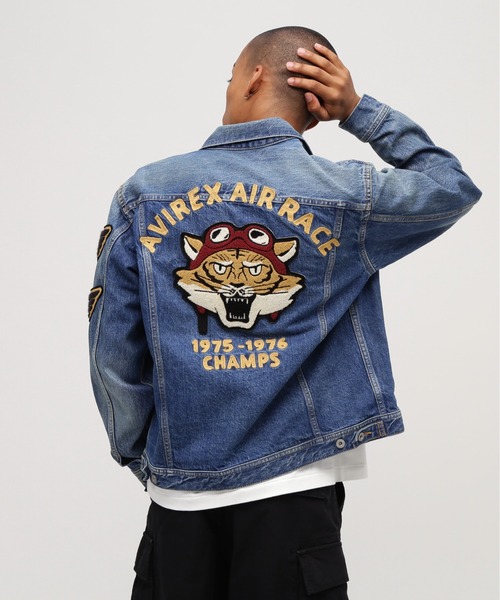 AVIREX アヴィレックス デニムジャケット XL 刺繍 AVIREX アビレックス アヴィレックス 刺繍 デニム ジャケット Gジャン