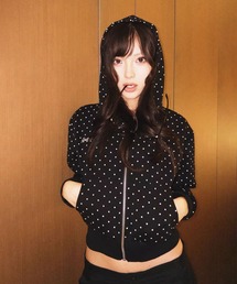 Y2K 着回し力バツグン！ゆるっとラフな万能ショートジップドット柄パーカーUV対策