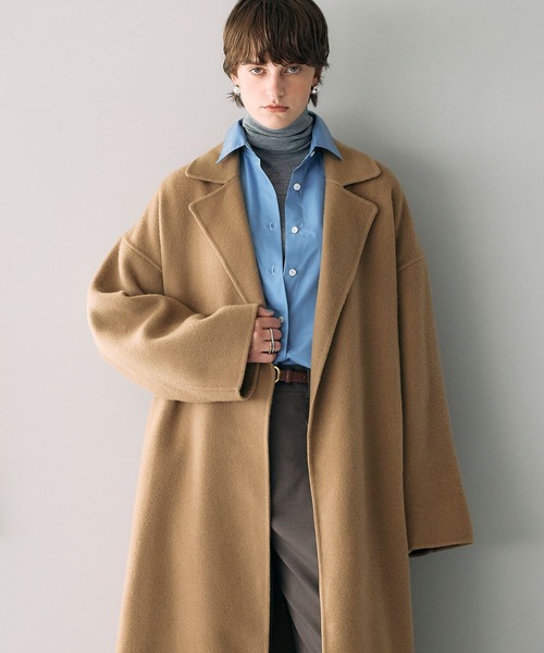 N.O.R.C（ノーク）の「ウールメルトンロングリバーコート（その他アウター・レディース・チャコール/ブラック/キャメル/サックスブルー・S/M/L）」の5枚目の写真