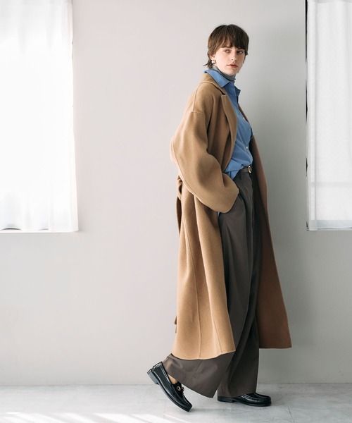 N.O.R.C（ノーク）の「ウールメルトンロングリバーコート（その他アウター・レディース・チャコール/ブラック/キャメル/サックスブルー・S/M/L）」の8枚目の写真