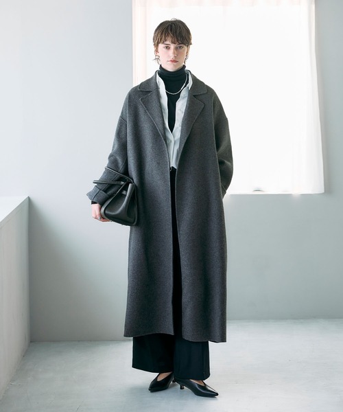 NORC ウールリバーコート・ロングコート N.O.R.C コート アウター ウールメルトンロングリバーコート