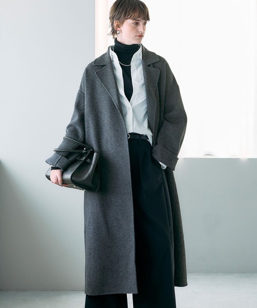 N.O.R.C（ノーク）の「ウールメルトンロングリバーコート（その他アウター・レディース・チャコール/ブラック/キャメル/サックスブルー・S/M/L）」の10枚目の写真