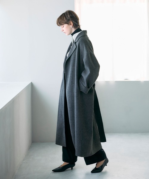 N.O.R.C（ノーク）の「ウールメルトンロングリバーコート（その他アウター・レディース・チャコール/ブラック/キャメル/サックスブルー・S/M/L）」の13枚目の写真