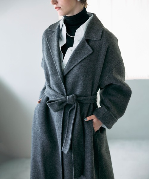 セール】ウールメルトンロングリバーコート（その他アウター