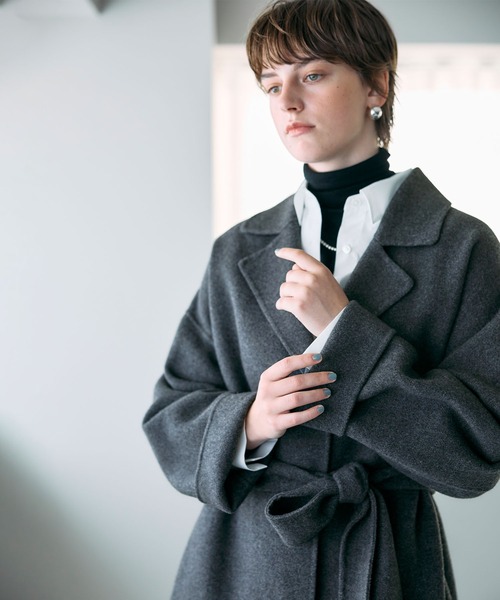 N.O.R.C（ノーク）の「ウールメルトンロングリバーコート（その他アウター・レディース・チャコール/ブラック/キャメル/サックスブルー・S/M/L）」の17枚目の写真