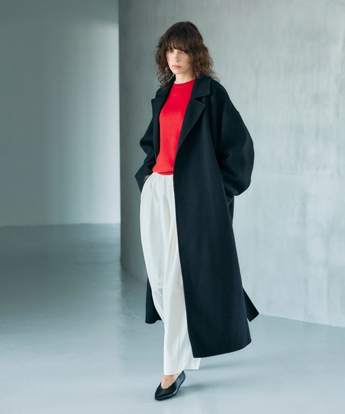 N.O.R.C（ノーク）の「ウールメルトンロングリバーコート（その他アウター・レディース・チャコール/ブラック/キャメル/サックスブルー・S/M/L）」の21枚目の写真