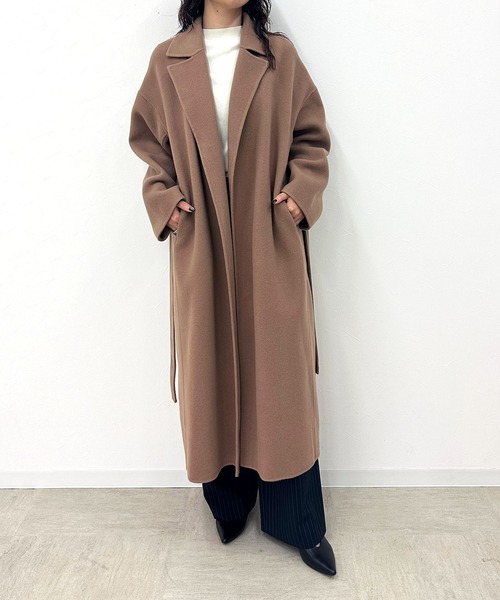 NORC ウールメルトンロングリバーコート　ブラウン ウールメルトンロングリバーコート（その他アウター）｜N.O.R.C