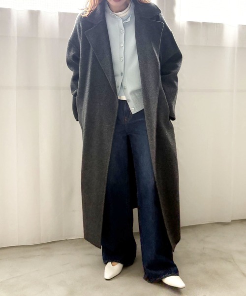 セール】ウールメルトンロングリバーコート（その他アウター