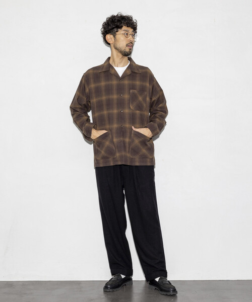 ペンドルトン コットンシャギー オンブレチェック オープンシャツ L ペンドルトン コットンシャギー オンブレチェック オープンシャツ