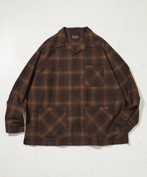 PENDLETON（ペンドルトン）の「PENDLETON/ペンドルトン 別注 コットンシャギー オープンカラー チェックロングスリーブシャツ（シャツ/ブラウス・メンズ・ネイビー/ブラウン/ナチュラル・MEDIUM/LARGE）」の11枚目の写真