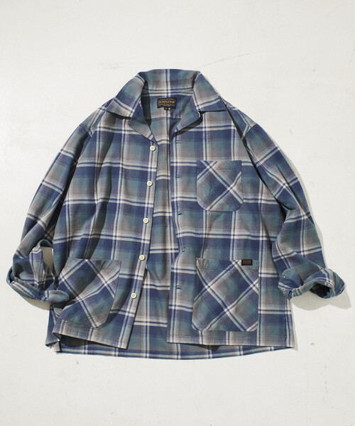 ペンドルトン 別注コットンシャギー オープンカラーシャツ （ネイビー）Mサイズ PENDLETON シャツ / ペンドルトン 別注 コットン シャギー