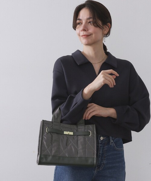 OPAQUE.CLIP（オペークドットクリップ）の「【2WAY】ダイヤキルティングスクエアミドルショルダーバッグ（ショルダーバッグ・レディース・ブラウン系その他/チャコールグレー/ブラック・00）」の6枚目の写真