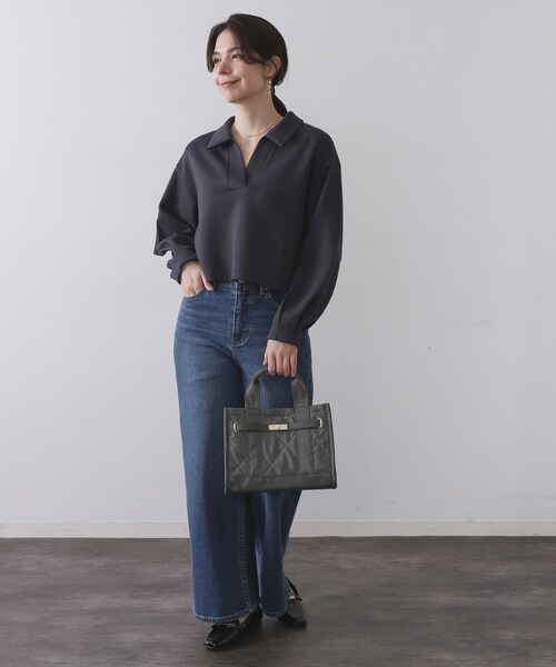 OPAQUE.CLIP（オペークドットクリップ）の「【2WAY】ダイヤキルティングスクエアミドルショルダーバッグ（ショルダーバッグ・レディース・ブラウン系その他/チャコールグレー/ブラック・00）」の7枚目の写真