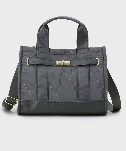 OPAQUE.CLIP（オペークドットクリップ）の「【2WAY】ダイヤキルティングスクエアミドルショルダーバッグ（ショルダーバッグ・レディース・ブラウン系その他/チャコールグレー/ブラック・00）」の12枚目の写真