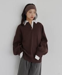 フェイクレイヤード シャツ襟ポロ