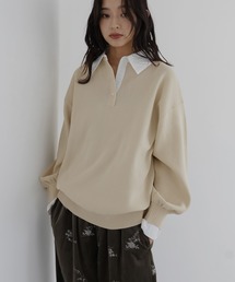 hellam（へラム）の「フェイクレイヤード シャツ襟ニットポロ（ニット/セーター）」