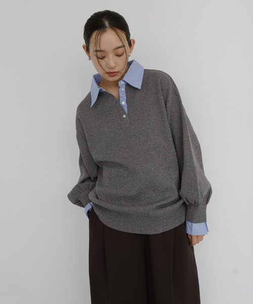 hellam（へラム）の「フェイクレイヤード シャツ襟ポロ（ポロシャツ